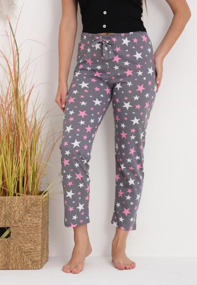 Pantaloni de Pijama Dama ,Culoare Gri cu Roz,Engros